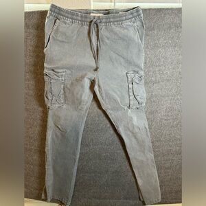 PacSun Mens Pants Large Gray Slim Cargo Drawstring Casual Cotton Canvas